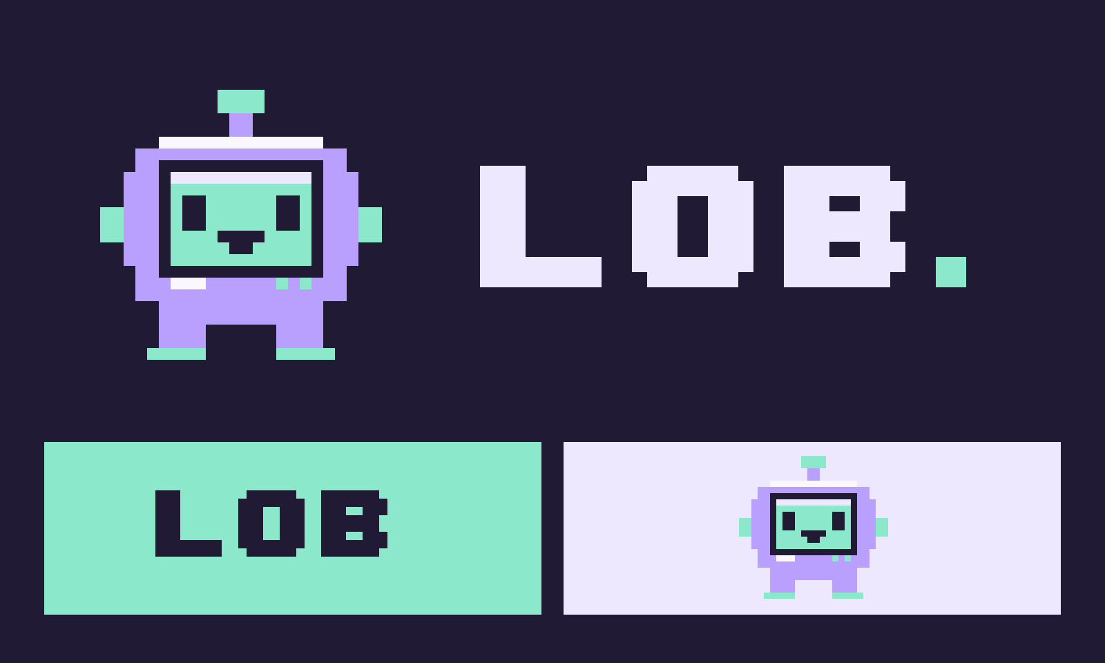 LOB pixel wordmark and terminal companion